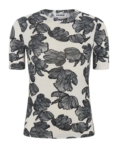 Soft Rebels - SRRoman Printed T-shirt - Flower Frill Arctic Wolf